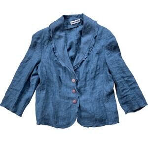 Gerry Weber Lightweight Fitted Linen Jacket Blazer Size 12 Blue